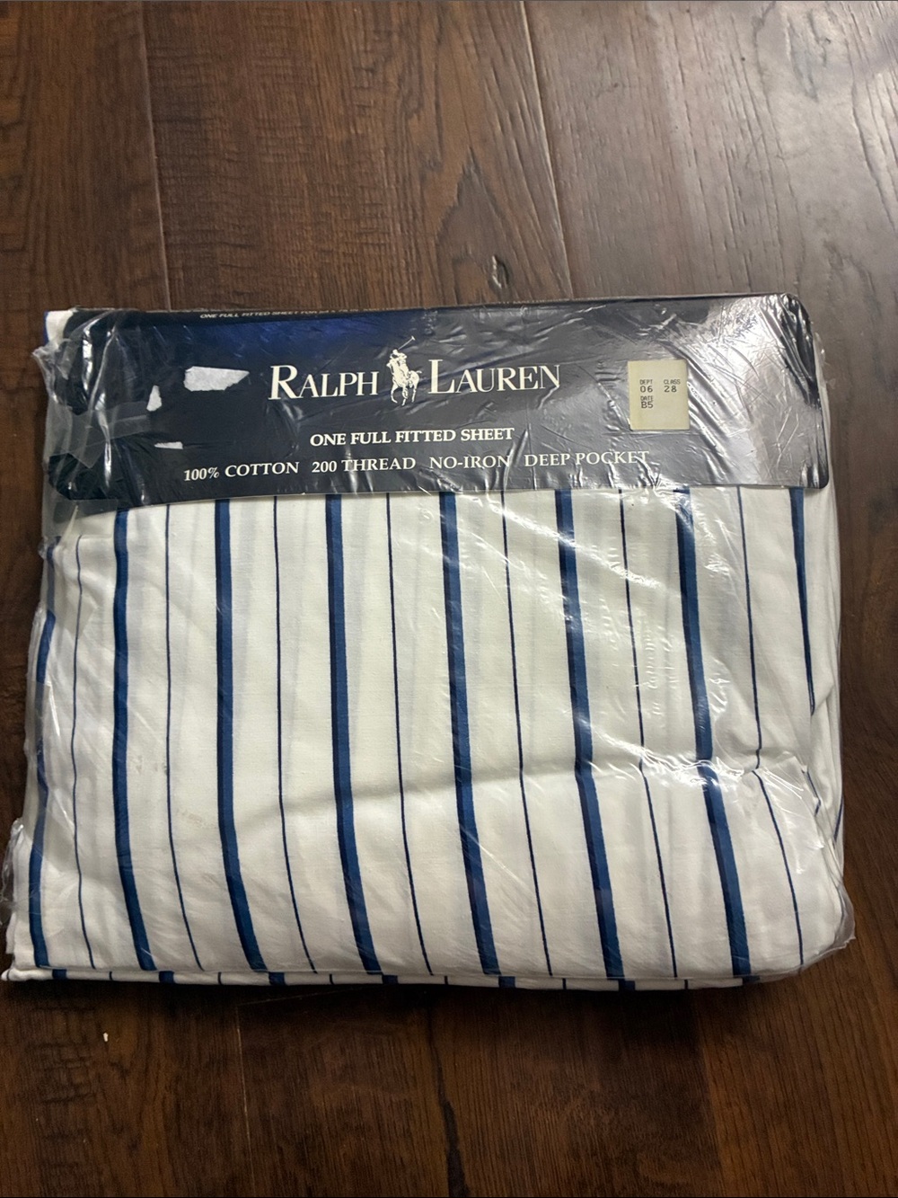 Ralph Lauren vintage Jonquil Blue Striped Fitted Sheet Full NWT